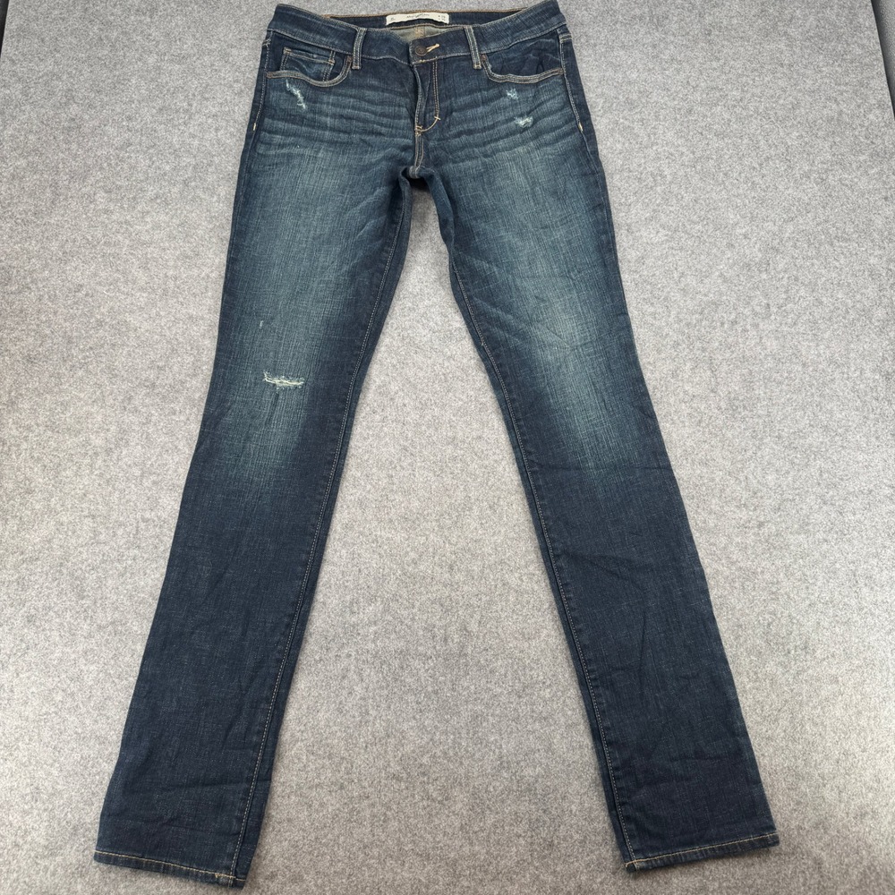 Abercrombie & Fitch Jeans Womens 8L W29 L35 Slim Straight Dark Distressed EUC